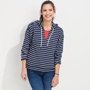 Vineyard Vines Dreamcloth Stripe Hoodie Navy Blue White Women’s Size Large